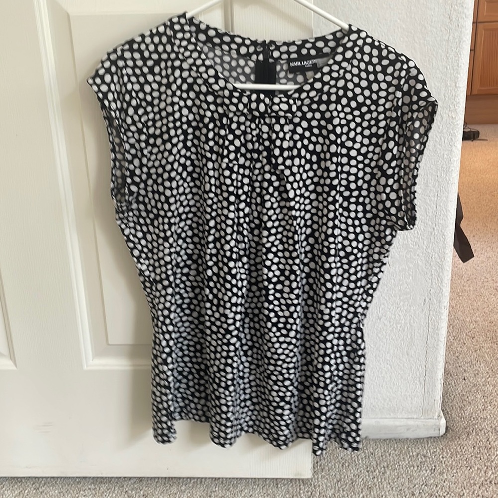 Karl Lagerfeld polka dot top.  Size Medium